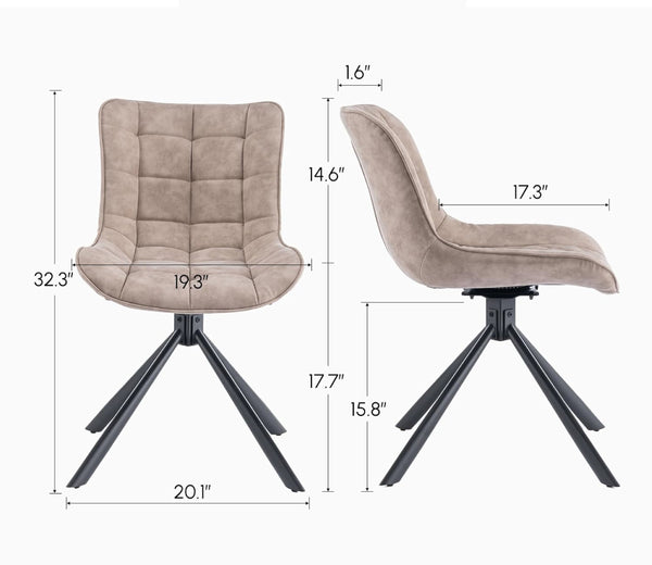 English Elm Mid-Century Modern Tufted Swivel Dining Chairs (Set Of 2) - Beige Faux Leather With Metal Legs T3903P405994