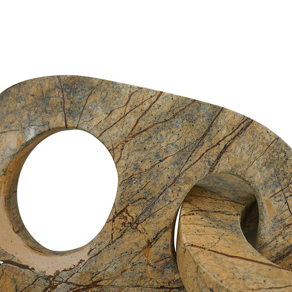 English Elm 14.6x4.1x4.1" Elegant Brown Marble Three-Link Chain Sculpture — Durable Centerpiece for Mantel or Table Decor W2078P360888