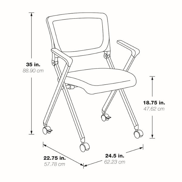 OSP Home Furnishings Folding Chair with Mesh Back Cushioned Seat and Metal Frame for Office or Conference Use FC8483-231