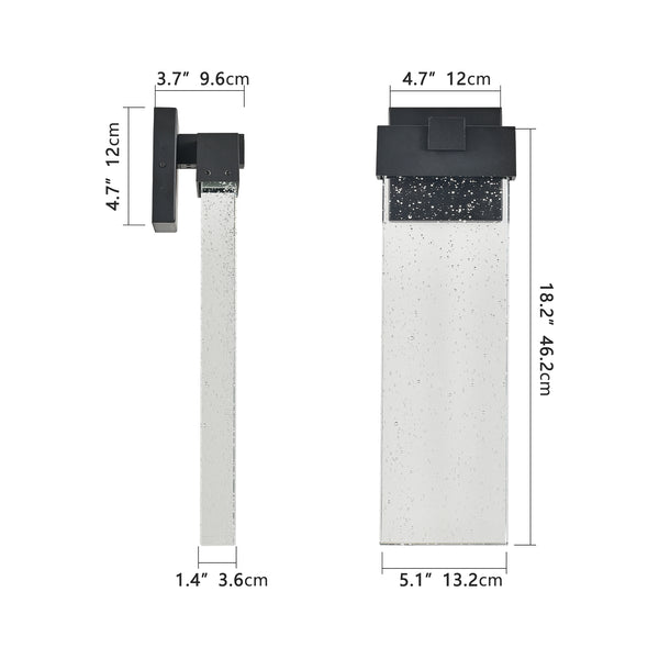 English Elm 18"(H) 12W Modern Outdoor Wall Light Bubble Crystal LED Sconce, Weatherproof Black Up/Down Glow W2312P389950