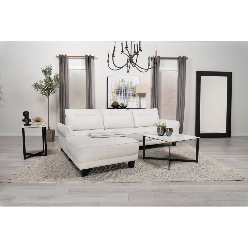 English Elm Granholm Teddy Bear Fabric Sectional Sofa with Curved Arms and Tapered Wood Legs B062S01454