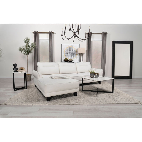 English Elm Granholm Teddy Bear Fabric Sectional Sofa with Curved Arms and Tapered Wood Legs B062S01454
