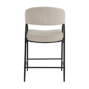 English Elm 25'' Counter Stools Set of 2 Upholstered Fabric Seats Black Metal Frame Kitchen Island N780P369956B