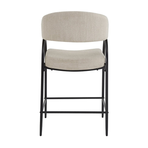 English Elm 25'' Counter Stools Set of 2 Upholstered Fabric Seats Black Metal Frame Kitchen Island N780P369956B