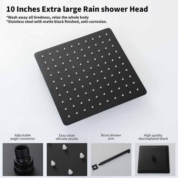 English Elm Male Npt Matte Black Shower And Tub Faucet Set - 10" Rainfall Showerhead & Waterfall Filler System T3177P277543