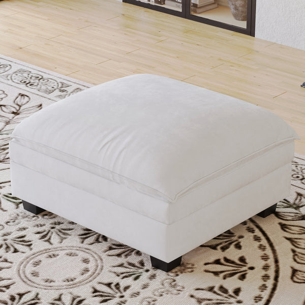 English Elm 107.8'' Large L-Shaped 3 Seater Sofa With Movable Ottoman & Storage Pockets For Modern Living Spaces W680S00044