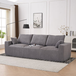 English Elm Boneless 113" U-Shaped Cloud Sectional Sofa in Gray Corduroy - No Assembly, Full-Foam Comfort Sleeper W3401P338847
