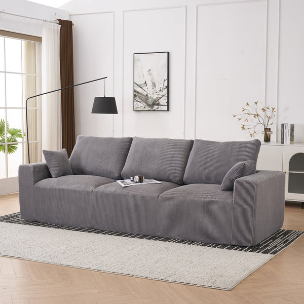 English Elm Boneless 113" U-Shaped Cloud Sectional Sofa in Gray Corduroy - No Assembly, Full-Foam Comfort Sleeper W3401P338847