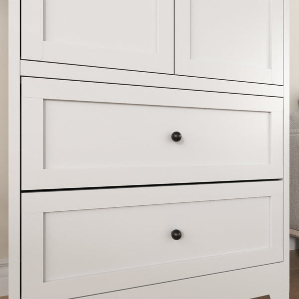 English Elm 72 Inch White Steel Pantry Cabinet with 2 Drawers, Adjustable Shelves, Anti-Tip Ventilated Organizer 72" W2735P332346