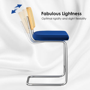 English Elm Farini Velvet Counter Height Bar Stools Set of 2 with Rattan Back, Cantilever Comfort & Floor Protectors Blue T3623P354968