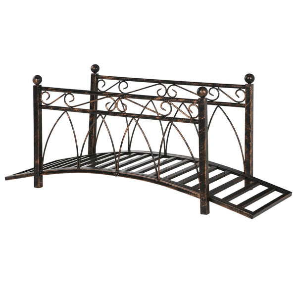 English Elm Outsunny 3.3' Elegant Metal Garden Bridge With Antique Scrollwork, Sturdy Safety Rails & Bronze Finish W2225P200683-GIGA