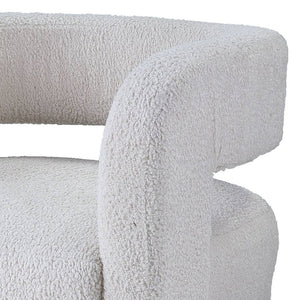 English Elm Yitua White Teddy Sherpa Accent Chair - Cozy Bucket Back, Plush Full-Foam Seat, Modern Durable Frame B2726P251793