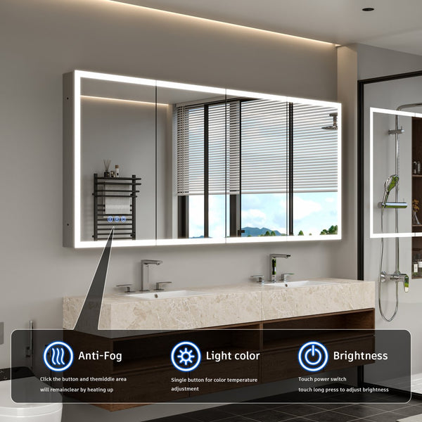 English Elm Led Lighted Medicine Cabinet With Adjustable Brightness, Anti-Fog Mirror, Recessed Or Wall-Mounted W3735P374365