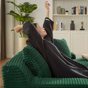 English Elm Compressible modern double chaise lounge with corduroy, spring padding comfort and no assembly required Green W2339P278026