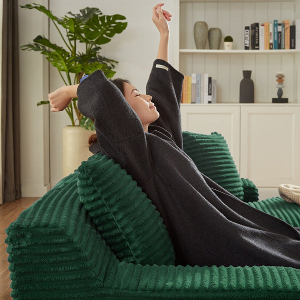 English Elm Compressible modern double chaise lounge with corduroy, spring padding comfort and no assembly required Green W2339P278026