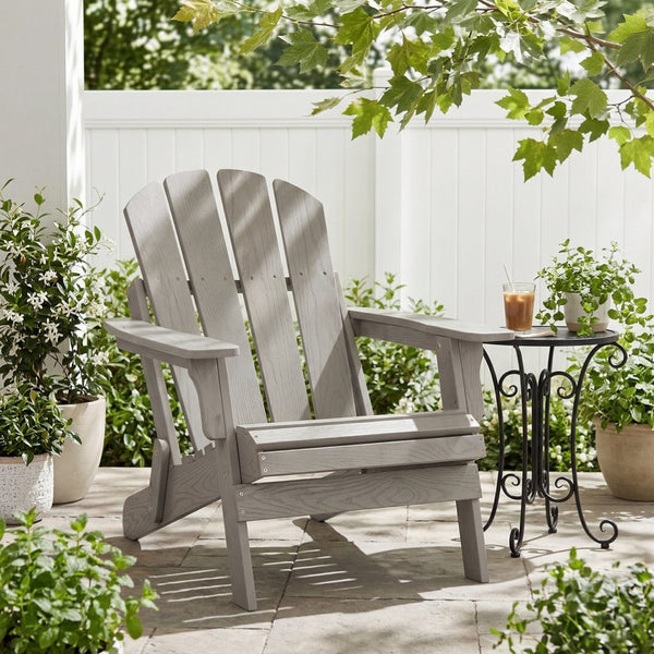 English Elm Oversize Folding Hemlock Adirondack Chair Embossed Grain for Patio Pool Firepit W2640P400912