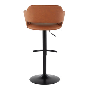 English Elm Margarite Adjustable Barstool Set Of 2 In Black Metal & Brown Faux Leather - Modern Comfort & Style B202S00964