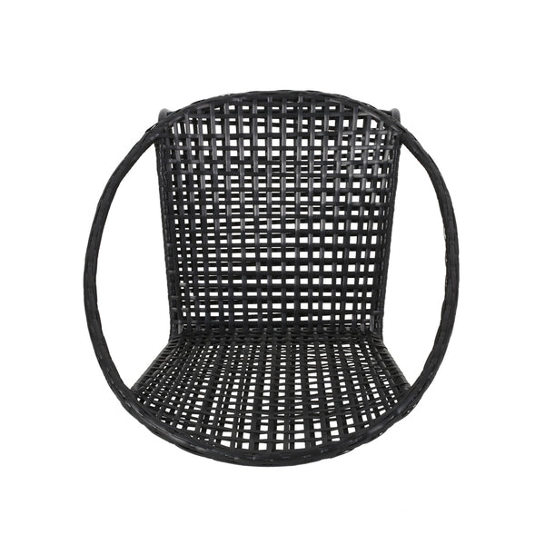 English Elm Christopher Knight Home® - Polyethylene PE Wicker 2-Person Seating Group — Weather-Resistant Rattan & Metal, Sleek Patio Set 66628.00BLK_66627.00BLK