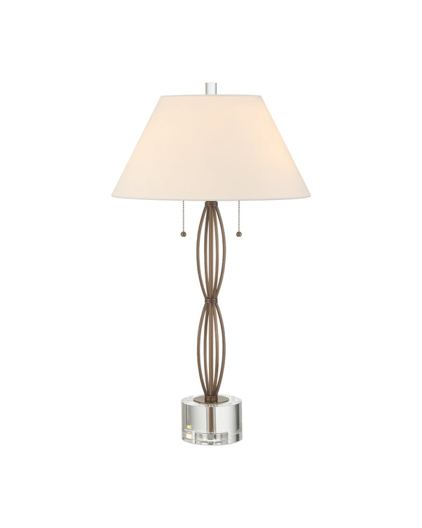 Currey & Company Mizner Table Lamp - Elegant Antique Brass Design With Fluted Profile & Crystal Base For Modern Decor Gold Metal ,Optic Crystal 6000-1018-currey-company