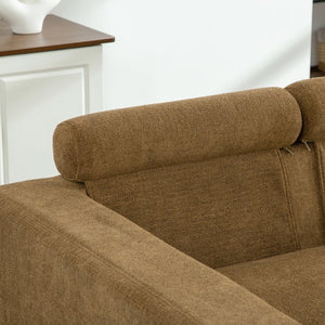 English Elm 56.3" Wide Chenille Linen Convertible Sofa Bed with Pocketed Springs and Matte Black Legs Brown W3189S00008
