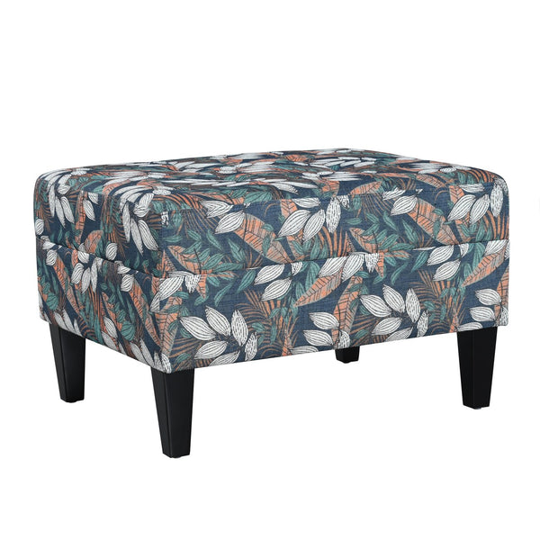 English Elm Christopher Knight Home® - OTTOMAN Mid-Century Fabric Upholstered Footrest with Plush Foam Cushion and Tapered Birch Legs, Versatile Seating Blue,Green,Orange N770P197082A