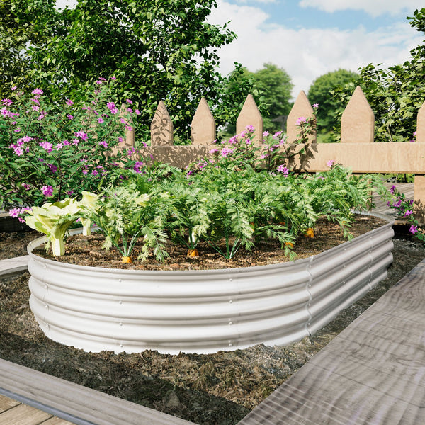 English Elm 2Pcs Galvanized Raised Garden Bed Kit 8x4x1ft – Heavy-Duty Rust-Resistant Modular Planter Set W840P310528