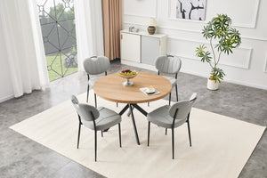 English Elm Round Foldable Mdf Dining Table with Radial Legs for Small Space Bistro Interiors Oak W3493P462093