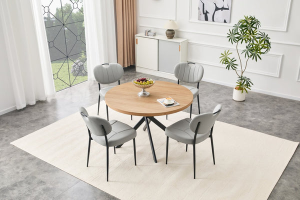 English Elm Round Foldable Mdf Dining Table with Radial Legs for Small Space Bistro Interiors Oak W3493P462093