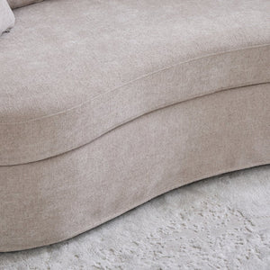 English Elm 73.82" Wide Curved Chenille Loveseat with Deep Lounge Seat and Sculptural Modern Frame Taupe W3189S00034