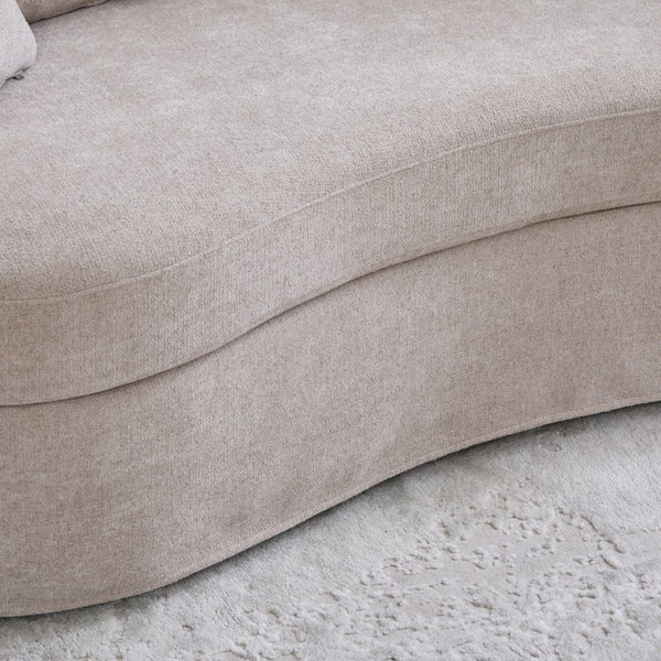 English Elm 73.82" Wide Curved Chenille Loveseat with Deep Lounge Seat and Sculptural Modern Frame Taupe W3189S00034