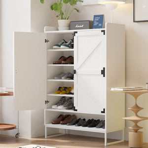 English Elm Shoe Cabinet With Doors - 6-Tier Space-Saving Storage Organizer, Adjustable Shelves & Hidden Storage W2227P170171-GIGA