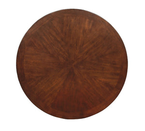 English Elm Contemporary Round Pedestal Dining Table Solid Wood Brown Cherry Finish Seats Four B2741S00782
