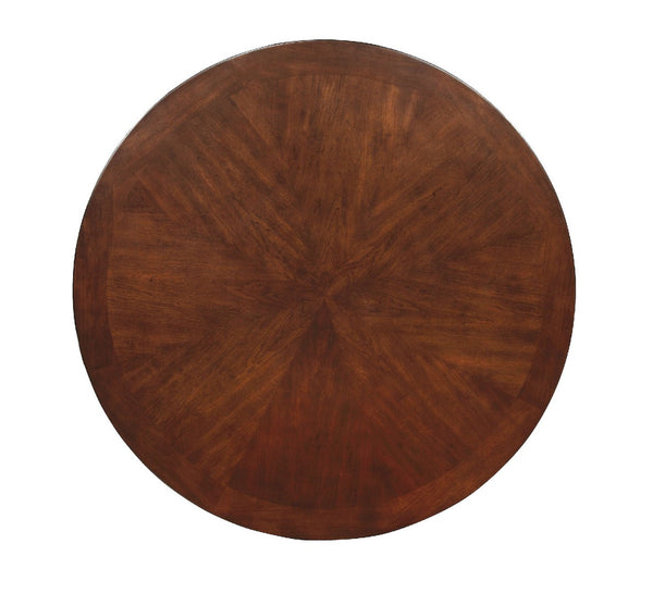 English Elm Contemporary Round Pedestal Dining Table Solid Wood Brown Cherry Finish Seats Four B2741S00782
