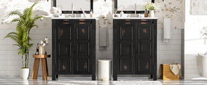 English Elm 48" Vintage Style Bathroom Vanity Cabinet with Ceramic Sink, Soft-Close Doors, Adjustable Shelf, Espresso Finish N729P000003P