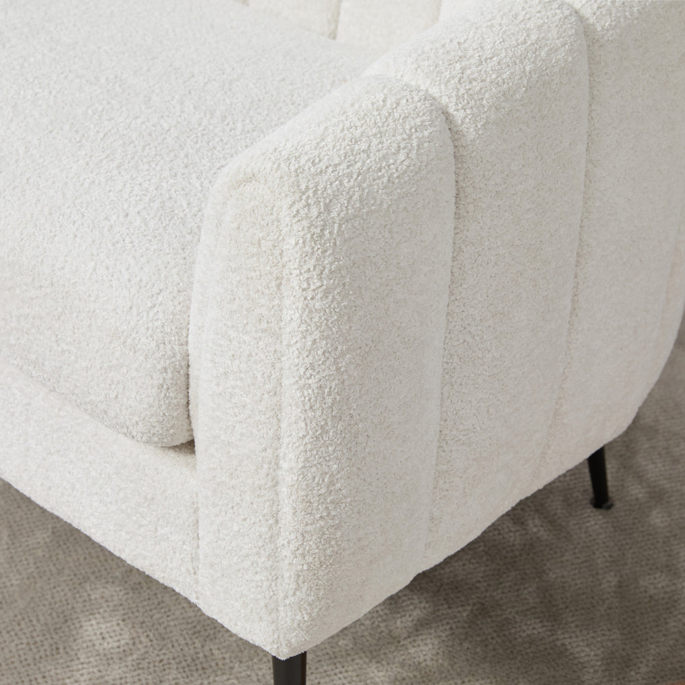 English Elm 3-Piece Chenille Small Living Room Furniture Set with Metal Legs, Channel Tufted Sofa and Loveseat Set Ivory W3118S00016