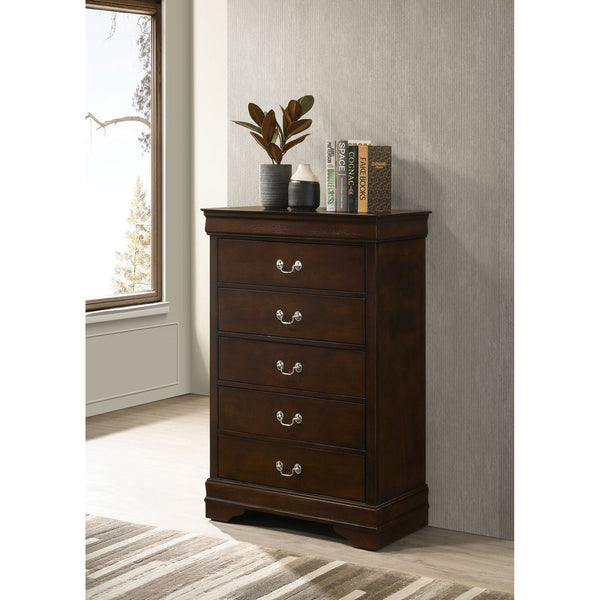 English Elm Janson Cappuccino 5-Drawer Bedroom Chest with Rich Espresso Finish, English Dovetail Strength, Spacious Storage B062P328705