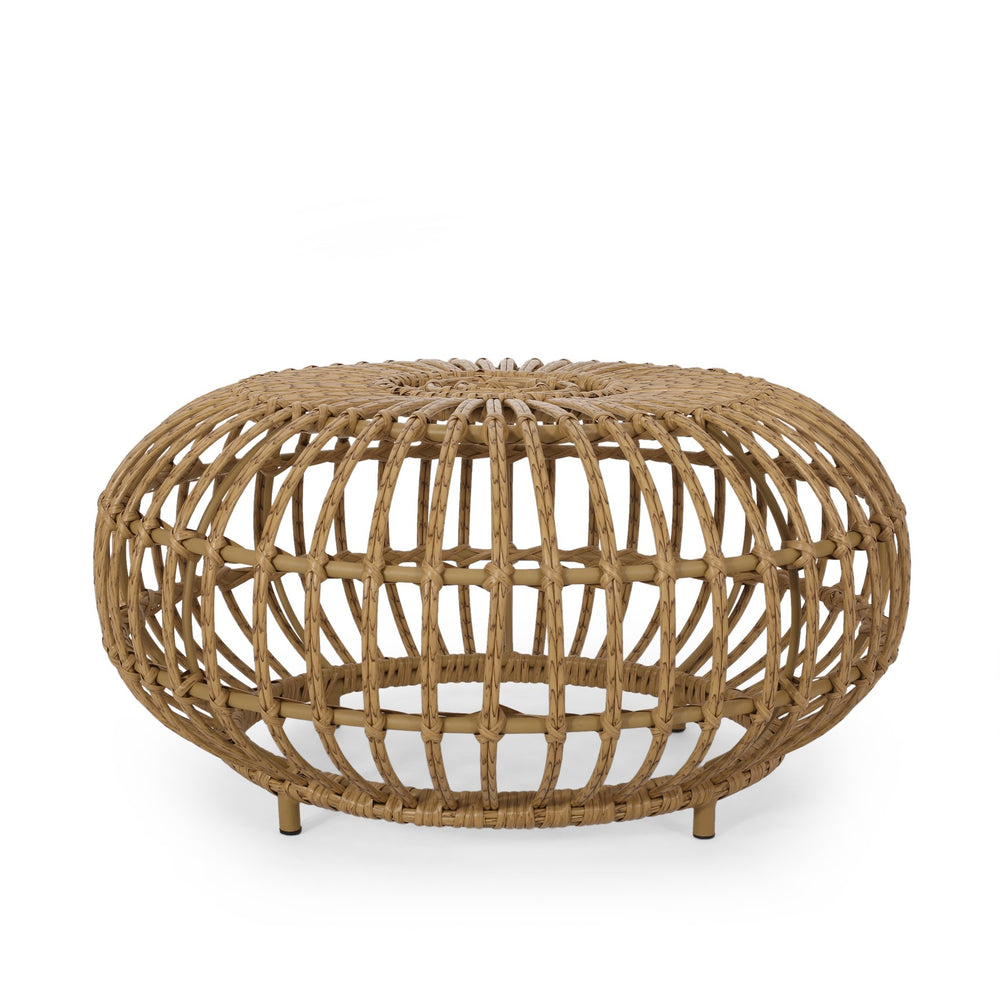 English Elm Christopher Knight Home® - OTTAWA Boho Wicker Coffee Table Light Brown – Handcrafted Polyethylene Rattan, Durable 29.5" Round 70906.00
