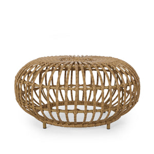 English Elm Christopher Knight Home® - OTTAWA Boho Wicker Coffee Table Light Brown – Handcrafted Polyethylene Rattan, Durable 29.5" Round 70906.00