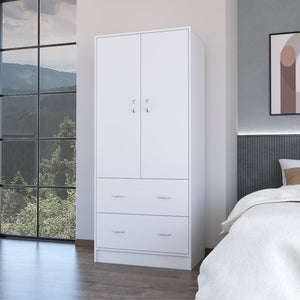 English Elm FM Wenden Wardrobe White – 2 Doors, 2 Drawers & Hanging Rod for Spacious, Durable Bedroom Storage B128S00065
