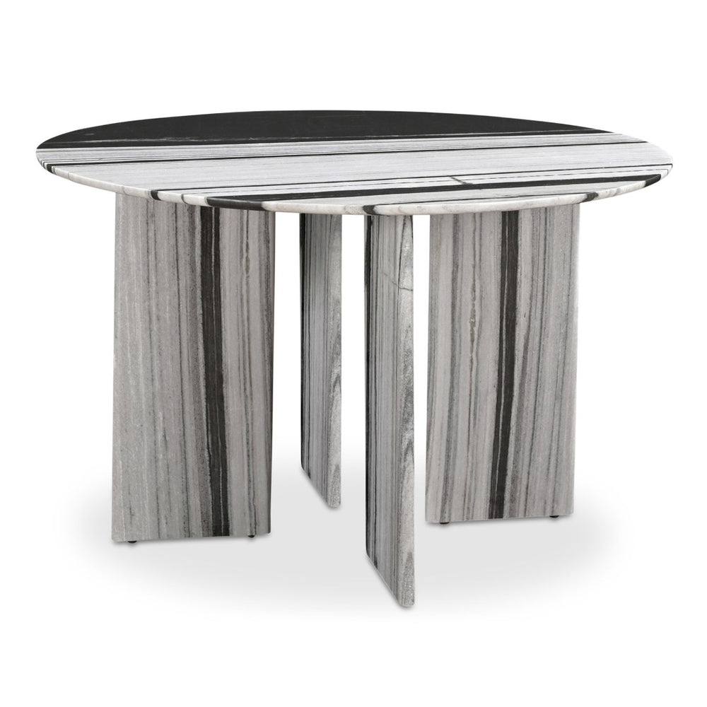 English Elm Celia Round Marble Dining Table with Bold Veining for Elegant Rooms B2769S00005