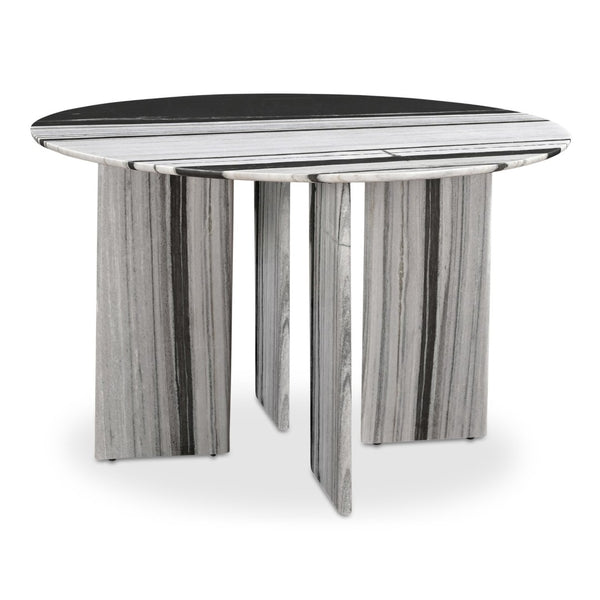English Elm Celia Round Marble Dining Table with Bold Veining for Elegant Rooms B2769S00005