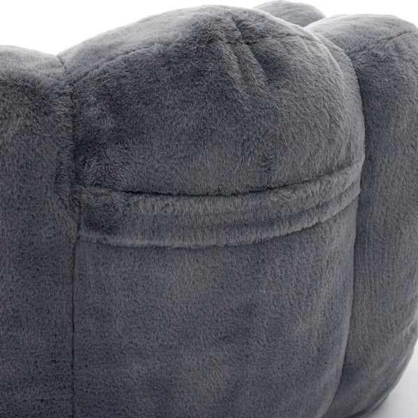 English Elm Lotus memory foam bean bag sofa with pull ring — anti-fouling faux fur, non-slip base, cozy support Gray W2311P357141