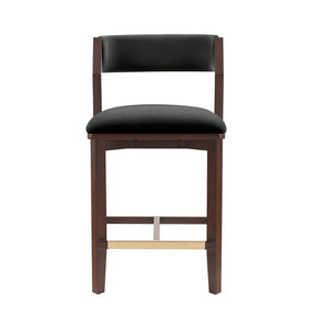 English Elm Counter Stool Velvet Upholstered Walnut Frame with Gold Footrest for Kitchen Bar B365P398016