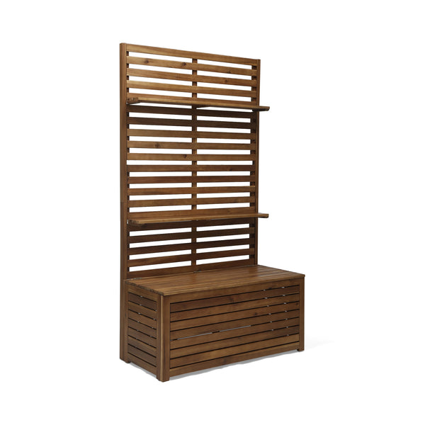 English Elm Christopher Knight Home® - SYLMAR Teak Acacia Storage Bench with Rack & Shelves — Entryway Shoe Organizer, Rustic Accent (98) 63834.00