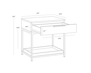 Sunpan Rebel Nightstand - Modern Oak Wood Design with Soft Closing Drawer and Elegant Gold Hardware Accents Small - 23.5W x 17.75D x 23.5H