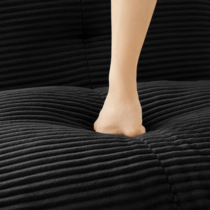 English Elm 117" L-Shaped Modular Sectional Sofa In Black - Soft Corduroy, Deep Seats, Movable Ottoman, No Assembly! W714S01477