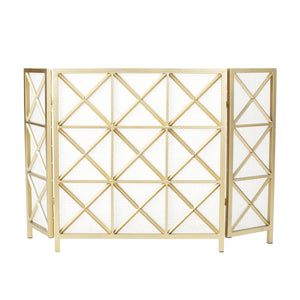 English Elm Christopher Knight Home® - FIRE Margaret 3-Panel Iron Fireplace Screen – Rose Gold/Black/Gold X-Pattern, Spark & Soot Shielding 61131.00