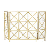 Christopher Knight Home® - Noble House - Margaret 3 Panelled Gold Iron Fireplace Screen