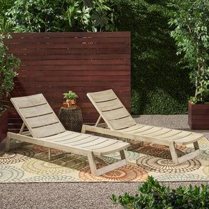 English Elm Christopher Knight Home® - Maki Chaise Lounge Set Of 2 – Stylish Outdoor Comfort With Weather-Resistant Acacia Wood Design 70998.00LGRY