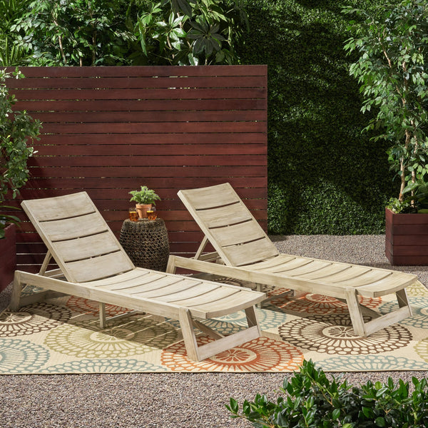 English Elm Christopher Knight Home® - Maki Chaise Lounge Set Of 2 – Stylish Outdoor Comfort With Weather-Resistant Acacia Wood Design 70998.00LGRY